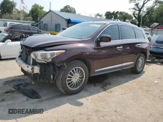 2013 Infiniti JX35 with VIN 5N1AL0MM0DC311047, listed as a Copart auction lot 65071224 with 187,856 mi miles and Salvage Title. Bid and sale history available at carsss.com. Image 1.