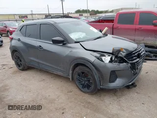2022 Nissan Kicks S with VIN 3N1CP5BVXNL497389, listed as a IAAI auction lot 41546115 with 56,056 mi miles. Bid and sale history available at carsss.com. Image 1.