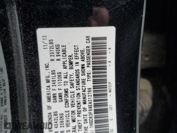 2014 Honda Accord Touring z VIN 1HGCR3F98EA012796, wystawiony jako Copart lot #57752695 z przebiegiem 96 285 mil mil oraz Szkoda całkowita • Salvage title. Historia ofert i sprzedaży dostępna na DreamBid. Obrazek 12.
