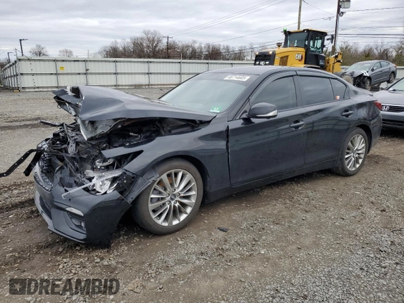 2018 Infiniti Q50 Luxe with VIN JN1EV7AR3JM444919, listed as a Copart auction lot 46714605 with 62,676 mi miles and Salvage Title. Bid and sale history available at carsss.com. Image 1.