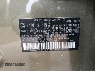 2021 Subaru Outback Premium с VIN 4S4BTAFC3M3178606, выставлен на аукционе Copart как лот 58985295 с пробегом 54 535 миль миль и Списание • Salvage title. История ставок и продаж доступна на DreamBid. Изображение 13.
