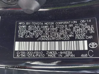 2015 Toyota Prius Four with VIN JTDKN3DU9F0399203, listed as a IAAI auction lot 42024626 with 108,249 mi miles and . Bid and sale history available at DreamBid. Image 9.
