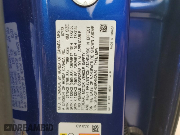 2024 Honda CR-V LX with VIN 2HKRS4H28RH402430, listed as a Copart auction lot 47769975 with 15,222 mi miles and Salvage Title. Bid and sale history available at DreamBid. Image 15.