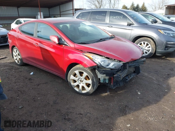 2012 Hyundai Elantra Limited with VIN KMHDH4AE7CU362802, listed as a IAAI auction lot 41586925 with 181,240 mi miles. Bid and sale history available at carsss.com. Image 1.