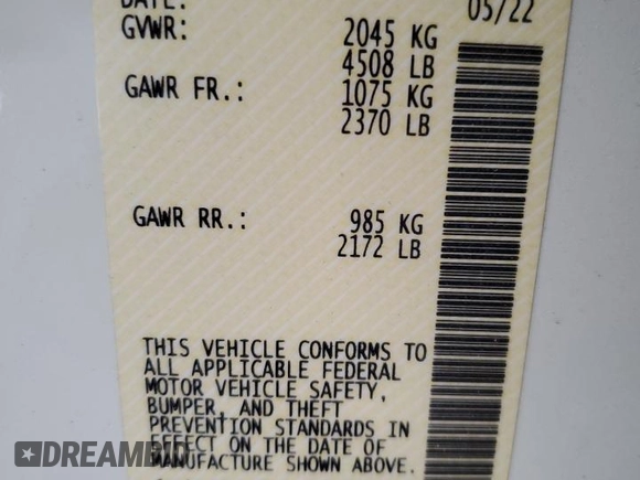 2022 Nissan LEAF S with VIN 1N4AZ1BV8NC563785, listed as a Copart auction lot 45876735 with 35,284 mi miles and Salvage Title. Bid and sale history available at DreamBid. Image 14.