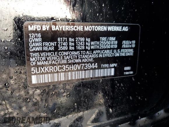 2017 BMW X5 xDrive35i z VIN 5UXKR0C35H0V73944, wystawiony jako Copart lot #43057465 z przebiegiem 90 571 mil mil oraz Szkoda całkowita • Salvage title. Historia ofert i sprzedaży dostępna na DreamBid. Obrazek 12.