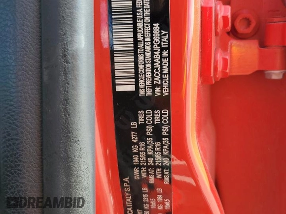 2018 Jeep Renegade Sport with VIN ZACCJAAB4JPG69884, listed as a Copart auction lot 47015425 with 127,862 mi miles and Salvage Title. Bid and sale history available at DreamBid. Image 12.