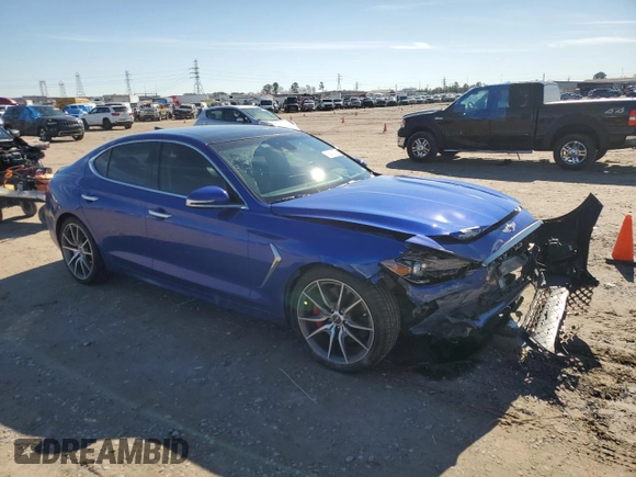 2019 Genesis G70 Design with VIN KMTG34LE6KU017175, listed as a Copart auction lot 88478725 with 28,698 mi miles and Salvage Title. Bid and sale history available at DreamBid. Image 4.
