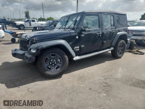 2021 Jeep Wrangler Unlimited Sport S z VIN 1C4HJXDG4MW512119, wystawiony jako Copart lot #60683155 z przebiegiem 44 578 mil mil oraz Szkoda całkowita • Salvage title. Historia ofert i sprzedaży dostępna na DreamBid. Obrazek 1.
