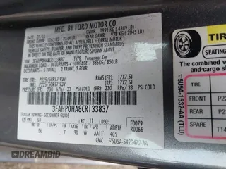 2012 Ford Fusion SE with VIN 3FAHP0HA8CR133837, listed as a IAAI auction lot 39605166 with 137,917 mi miles and . Bid and sale history available at DreamBid. Image 9.