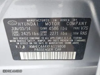 2015 Hyundai Sonata Hybrid Limited with VIN KMHEC4A4XFA119808, listed as a IAAI auction lot 41600740 with 52,458 mi miles. Bid and sale history available at carsss.com. Image 9.