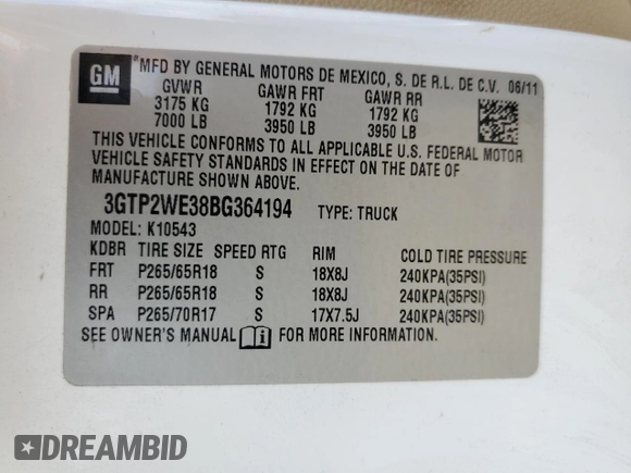 2011 GMC Sierra 1500 SLT с VIN 3GTP2WE38BG364194, выставлен на аукционе Copart как лот 56467305 с пробегом 216 595 миль миль и Чистый • Clean title. История ставок и продаж доступна на DreamBid. Изображение 12.