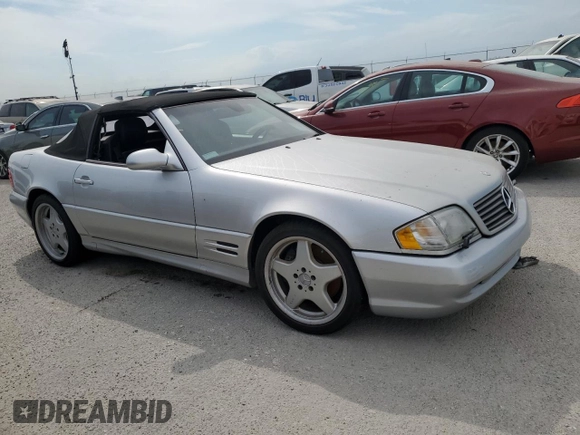 2001 Mercedes-Benz SL 500 with VIN WDBFA68F91F195550, listed as a Copart auction lot 73820644 with Not provided miles and Salvage title. Bid and sale history available at DreamBid. Image 4.