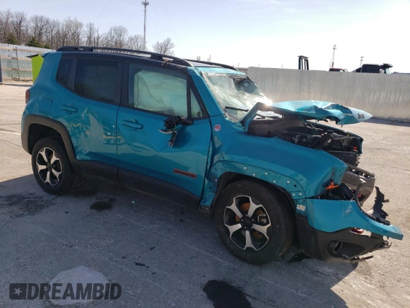 2020 Jeep Renegade Trailhawk z VIN ZACNJBC11LPL33970, wystawiony jako Copart lot #52696575 z przebiegiem 79 633 mil mil oraz Szkoda całkowita • Salvage title. Historia ofert i sprzedaży dostępna na DreamBid. Obrazek 4.