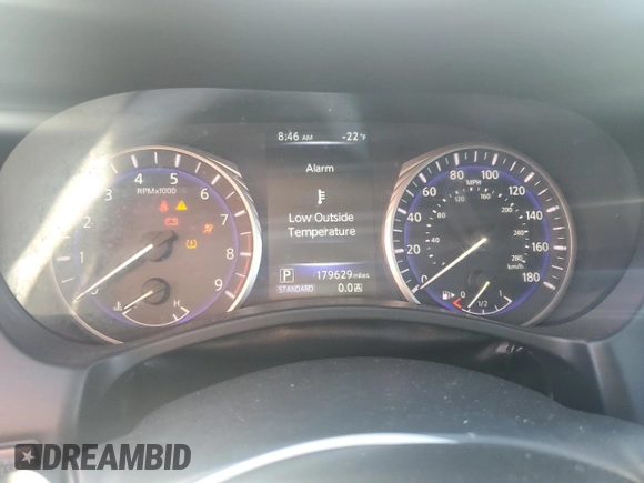 2014 Infiniti Q50 Sport with VIN JN1BV7AR2EM690658, listed as a Copart auction lot 64209225 with 179,629 mi miles and Salvage title. Bid and sale history available at DreamBid. Image 9.