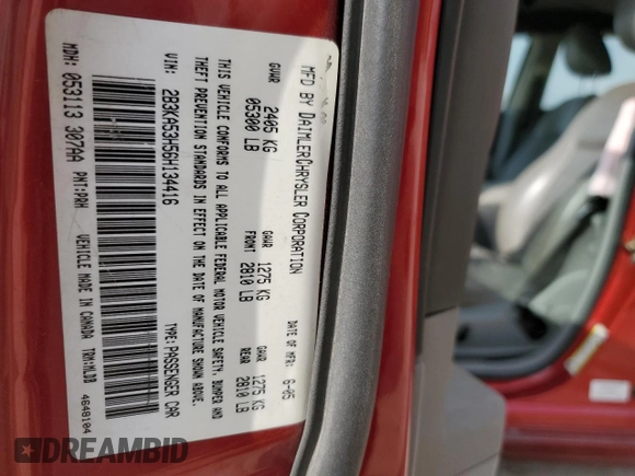 2006 Dodge Charger R/T with VIN 2B3KA53H56H134416, listed as a Copart auction lot 47165505 with 194,484 mi miles and Clean Title. Bid and sale history available at carsss.com. Image 12.