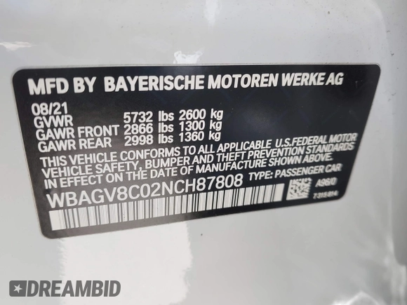 2022 BMW 8 Series M850i z VIN WBAGV8C02NCH87808, wystawiony jako IAAI lot #42255995 z przebiegiem 34 285 mil mil oraz . Historia ofert i sprzedaży dostępna na DreamBid. Obrazek 9.