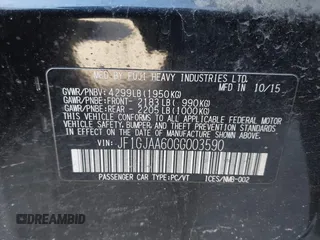 2016 Subaru Impreza z VIN JF1GJAA60GG003590, wystawiony jako IAAI lot #41251980 z przebiegiem 111 575 mil mil oraz . Historia ofert i sprzedaży dostępna na DreamBid. Obrazek 9.