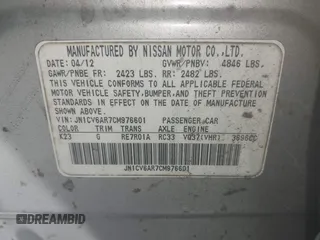 2012 Infiniti G37 x with VIN JN1CV6AR7CM976601, listed as a IAAI auction lot 42053522 with Not Provided miles and . Bid and sale history available at DreamBid. Image 9.