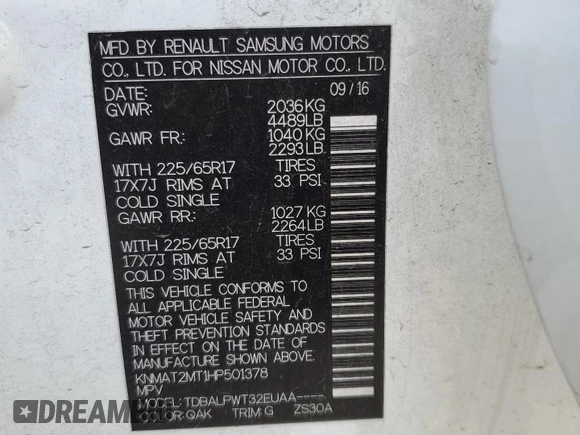 2017 Nissan Rogue S with VIN KNMAT2MT1HP501378, listed as a Copart auction lot 52595215 with 118,894 mi miles and Salvage Title. Bid and sale history available at DreamBid. Image 13.