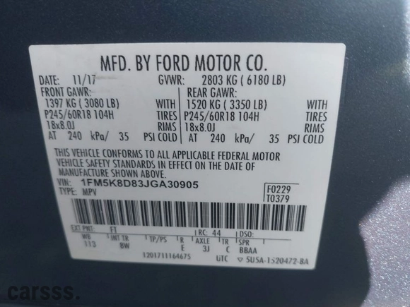 2018 Ford Explorer XLT with VIN 1FM5K8D83JGA30905, listed as a IAAI auction lot 41642252 with 230,000 mi miles. Bid and sale history available at carsss.com. Image 9.