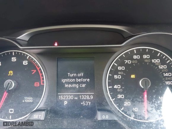 2013 Audi A4 Premium with VIN WAUBFAFL4DN017646, listed as a IAAI auction lot 41732371 with 152,330 mi miles. Bid and sale history available at carsss.com. Image 7.