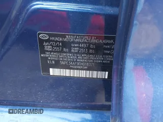 2015 Hyundai Sonata 2.4L Sport with VIN 5NPE34AF9FH018371, listed as a IAAI auction lot 41761866 with 248,069 mi miles. Bid and sale history available at carsss.com. Image 9.