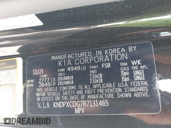 2024 Kia Sportage SX-Prestige with VIN KNDPXCDG7R7131465, listed as a IAAI auction lot 41920448 with 22,278 mi miles and . Bid and sale history available at DreamBid. Image 9.
