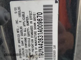 2001 Acura CL Type S z VIN 19UYA42631A009670, wystawiony jako Copart lot #59864235 z przebiegiem 186 585 mil mil oraz Czysty tytuł • Clean title. Historia ofert i sprzedaży dostępna na DreamBid. Obrazek 12.