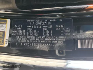 2025 Kia Carnival SX Prestige with VIN KNDNE5K35S6455177, listed as a Copart auction lot 67465454 with 3,446 mi miles and Salvage Title. Bid and sale history available at carsss.com. Image 14.