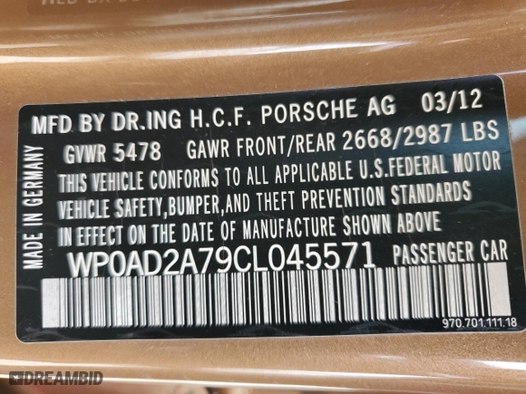 2012 Porsche Panamera S Hybrid with VIN WP0AD2A79CL045571, listed as a Copart auction lot 70634554 with 79,985 mi miles and Salvage Title. Bid and sale history available at carsss.com. Image 13.