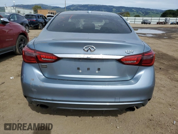 2018 Infiniti Q50 3.0t LUXE with VIN JN1EV7AP2JM360458, listed as a Copart auction lot 49479765 with 43,793 mi miles and Salvage Title. Bid and sale history available at carsss.com. Image 6.