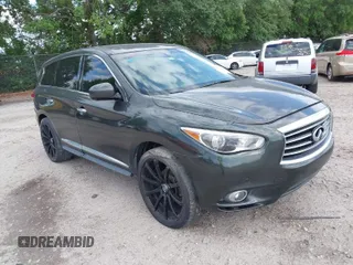 2013 Infiniti JX35 with VIN 5N1AL0MN8DC301195, listed as a IAAI auction lot 41886277 with 189,743 mi miles. Bid and sale history available at carsss.com. Image 1.