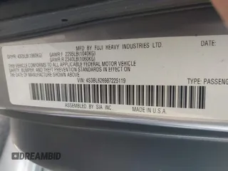 2008 Subaru Legacy Limited с VIN 4S3BL626987225119, выставлен на аукционе IAAI как лот 42632153 с пробегом 90 147 миль миль и . История ставок и продаж доступна на DreamBid. Изображение 9.