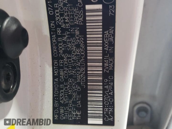 2017 Toyota Prius Two with VIN JTDZN3EU7HJ058991, listed as a Copart auction lot 55172865 with 90,989 mi miles and Salvage Title. Bid and sale history available at DreamBid. Image 12.