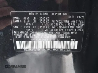 2020 Subaru Outback Limited с VIN 4S4BTANC6L3169723, выставлен на аукционе IAAI как лот 41347769 с пробегом 59 051 миль миль и . История ставок и продаж доступна на DreamBid. Изображение 9.