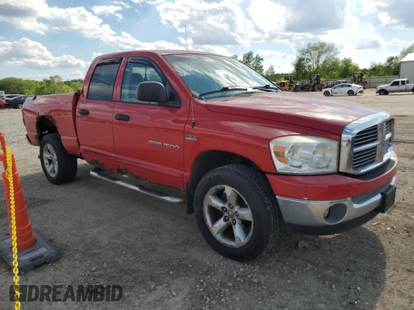2007 Dodge 1500 Laramie with VIN 1D7HU18287S133970, listed as a Copart auction lot 57089605 with 208,083 mi miles and Salvage title. Bid and sale history available at DreamBid. Image 4.