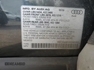 2019 Audi Q5 Premium with VIN WA1ANAFY4K2091932, listed as a Copart auction lot 57597415 with 66,430 mi miles and Salvage title. Bid and sale history available at DreamBid. Image 13.