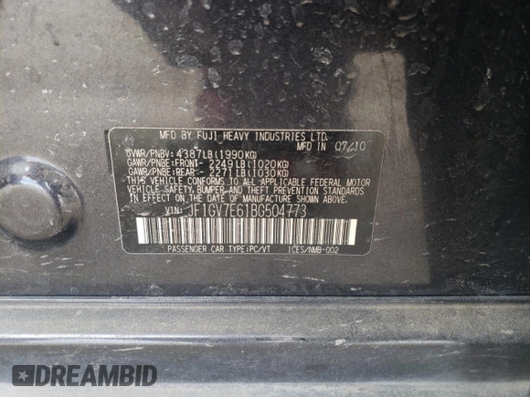 2011 Subaru WRX WRX z VIN JF1GV7E61BG504773, wystawiony jako Copart lot #46878875 z przebiegiem 119 110 mil mil oraz Szkoda całkowita • Salvage title. Historia ofert i sprzedaży dostępna na DreamBid. Obrazek 12.