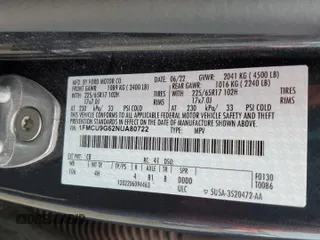 2022 Ford Escape SE with VIN 1FMCU9G62NUA80722, listed as a Copart auction lot 58784075 with 57,867 mi miles and Salvage title. Bid and sale history available at DreamBid. Image 13.