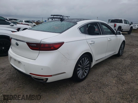 2017 Kia Cadenza Premium with VIN KNALC4J19H5073768, listed as a Copart auction lot 75085444 with 0 mi miles and Salvage Title. Bid and sale history available at carsss.com. Image 3.