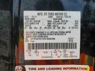 2013 Ford F-150 XL с VIN 1FTFW1ET5DFB48388, выставлен на аукционе Copart как лот 63731825 с пробегом 159 074 миль миль и Чистый • Clean title. История ставок и продаж доступна на DreamBid. Изображение 12.
