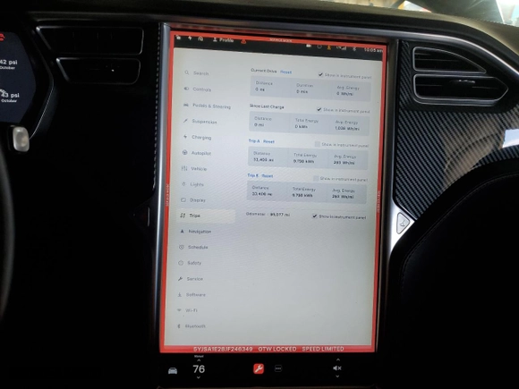 2018 Tesla Model S 75D with VIN 5YJSA1E28JF246349, listed as a Copart auction lot 79475314 with 95,077 mi miles and Salvage Title. Bid and sale history available at carsss.com. Image 9.