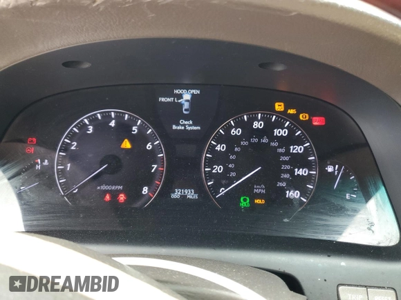 2008 Lexus LS 460 with VIN JTHBL46F385060578, listed as a Copart auction lot 55403235 with 321,933 mi miles and Salvage title. Bid and sale history available at DreamBid. Image 9.