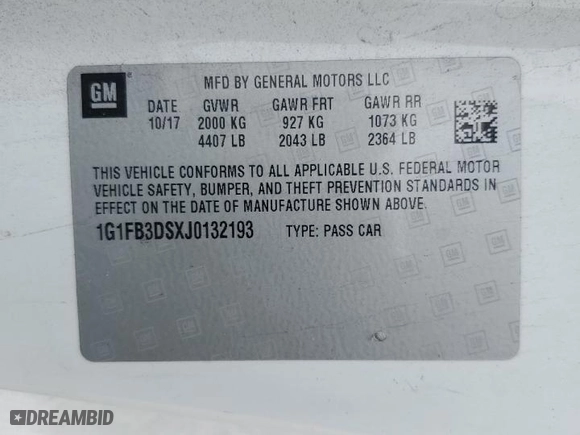 2018 Chevrolet Camaro 1LT with VIN 1G1FB3DSXJ0132193, listed as a Copart auction lot 46073425 with 101,424 mi miles and Salvage Title. Bid and sale history available at carsss.com. Image 14.