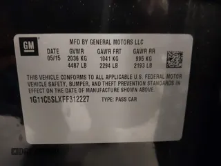 2015 Chevrolet Malibu LT with VIN 1G11C5SLXFF312227, listed as a IAAI auction lot 41750501 with 85,089 mi miles and . Bid and sale history available at DreamBid. Image 9.
