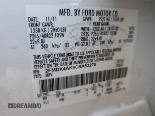 2012 Ford Edge Sport with VIN 2FMDK4AK9CBA53278, listed as a Copart auction lot 86869484 with 164,124 mi miles and Clean Title. Bid and sale history available at carsss.com. Image 13.