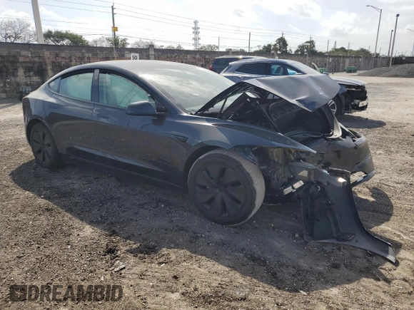 2024 Tesla Model 3 with VIN 5YJ3E1EA5RF742432, listed as a Copart auction lot 47646525 with 3,792 mi miles and Non Repairable. Bid and sale history available at DreamBid. Image 4.