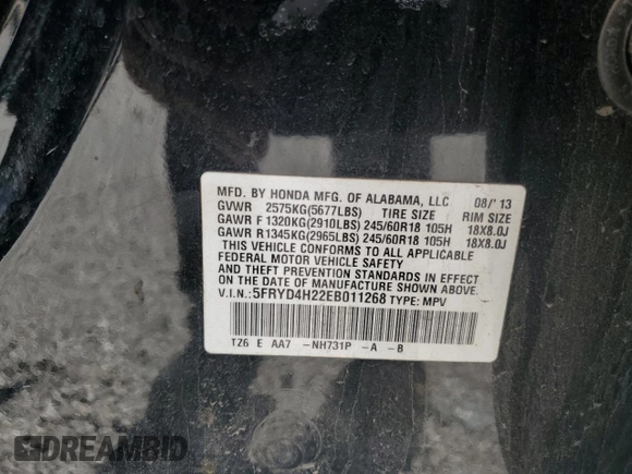 2014 Acura MDX with VIN 5FRYD4H22EB011268, listed as a Copart auction lot 55961295 with 203,478 mi miles and Salvage title. Bid and sale history available at DreamBid. Image 13.