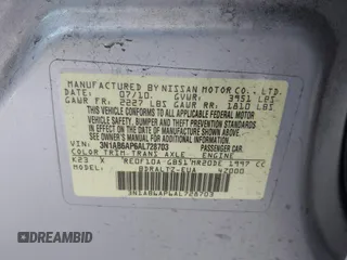 2010 Nissan Sentra SR with VIN 3N1AB6AP6AL728703, listed as a IAAI auction lot 42134551 with 212,257 mi miles and . Bid and sale history available at DreamBid. Image 9.
